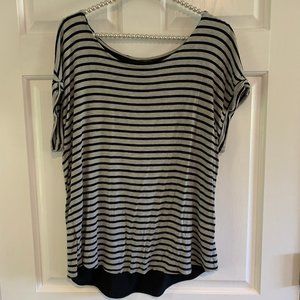 Apt. 9 Ladies Striped Wide Neck Short Sleeve Tee Size M